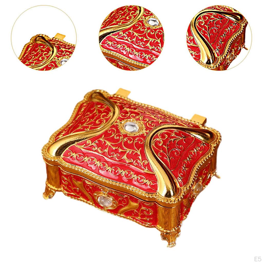 Metal Jewelry Box Case Container Dresser Vintage Style Trinket Storage Organizer Keepsake