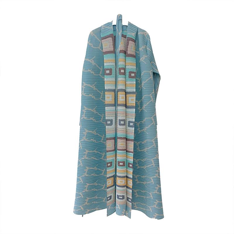 Women's Middle Eastern Pleated Long Dress & Cardigan Robe - Loose Plus Size