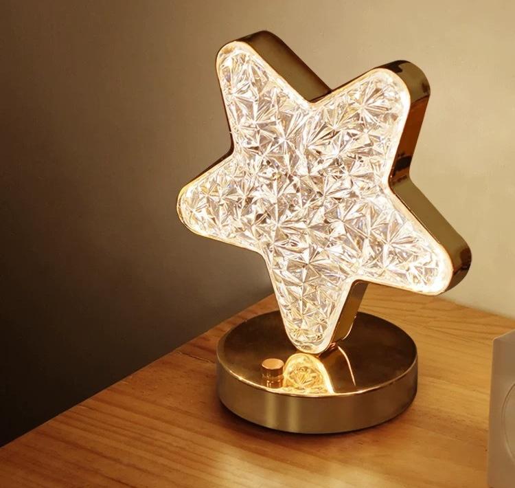 LED Night Light Star Moon Crystal  Atmosphere Light Bedroom Creative Bedlight Decorative Desk Lamp Rechargeable 3 Color Light