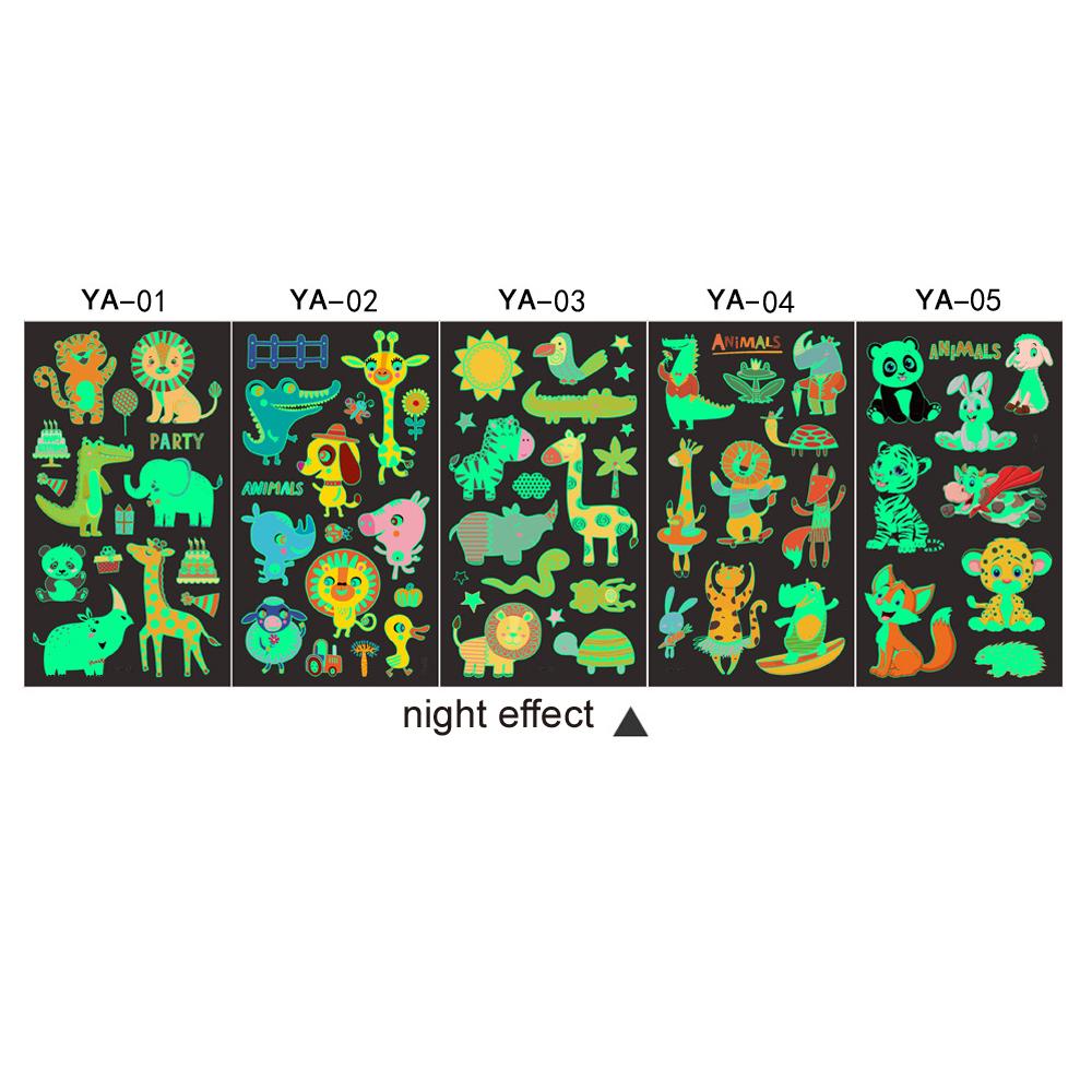 5 Sheets/Set Children Luminous Tattoo Stickers Face Arm Leg Waterproof Temporary Tattoos for Kids Toys Gift
