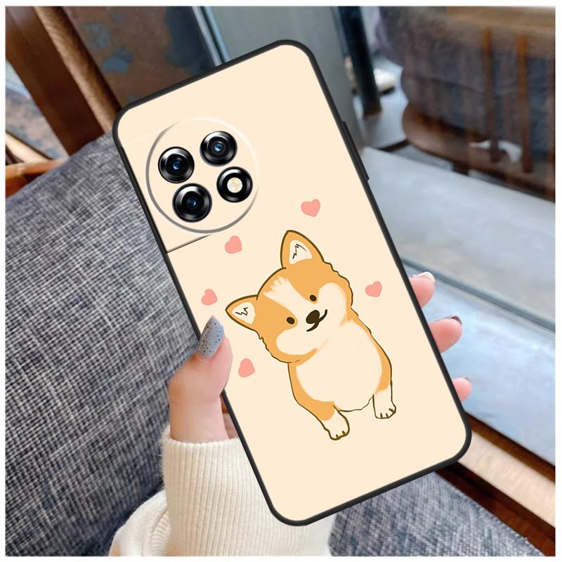 Cartoon Corgi Case For OnePlus 13 15 13R 13T 12 12R 11 9 10 Pro 10T 8T Nord 5 CE 2 3 4 Lite N20 N30 Coque