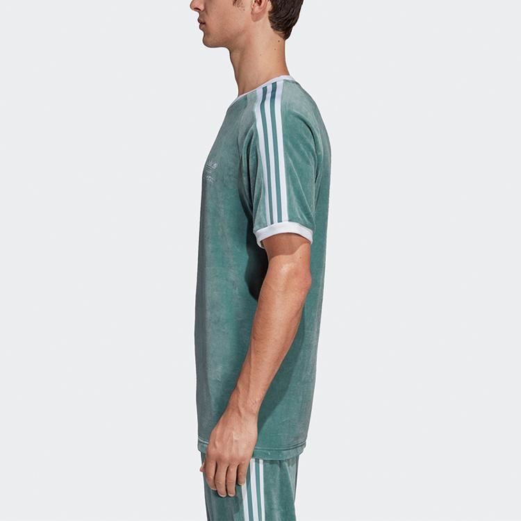 Adidas Originals Trefoil Retro Stripe Bequemes T-Shirt mit Rundhalsausschnitt (Version X) Herren Tops Grün DV1623