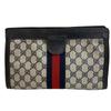 Business Bag   Cosmetics Pouch GG Supreme Shelly Line PVC Clutch Bag Navy PVC Used