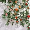 6FT Artificial Rose Vine Garland Fake Hanging Rose Ivy Plants Bendable Floral Garland Decoration for Wedding Home Party Garden Room Wall Decor
