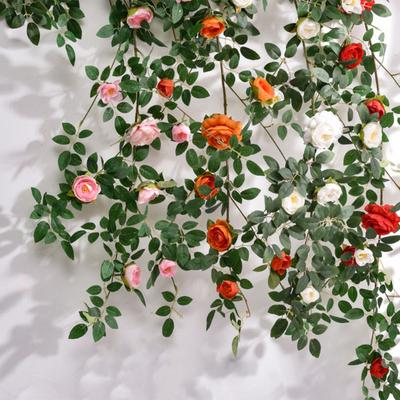 6 Fuß künstliche Rosenranken-Girlande, gefälschte hängende Rosen-Efeu-Pflanzen, biegsame Blumengirlande, Dekoration für Hochzeit, Zuhause, Party, Garten, Raum, Wanddekoration