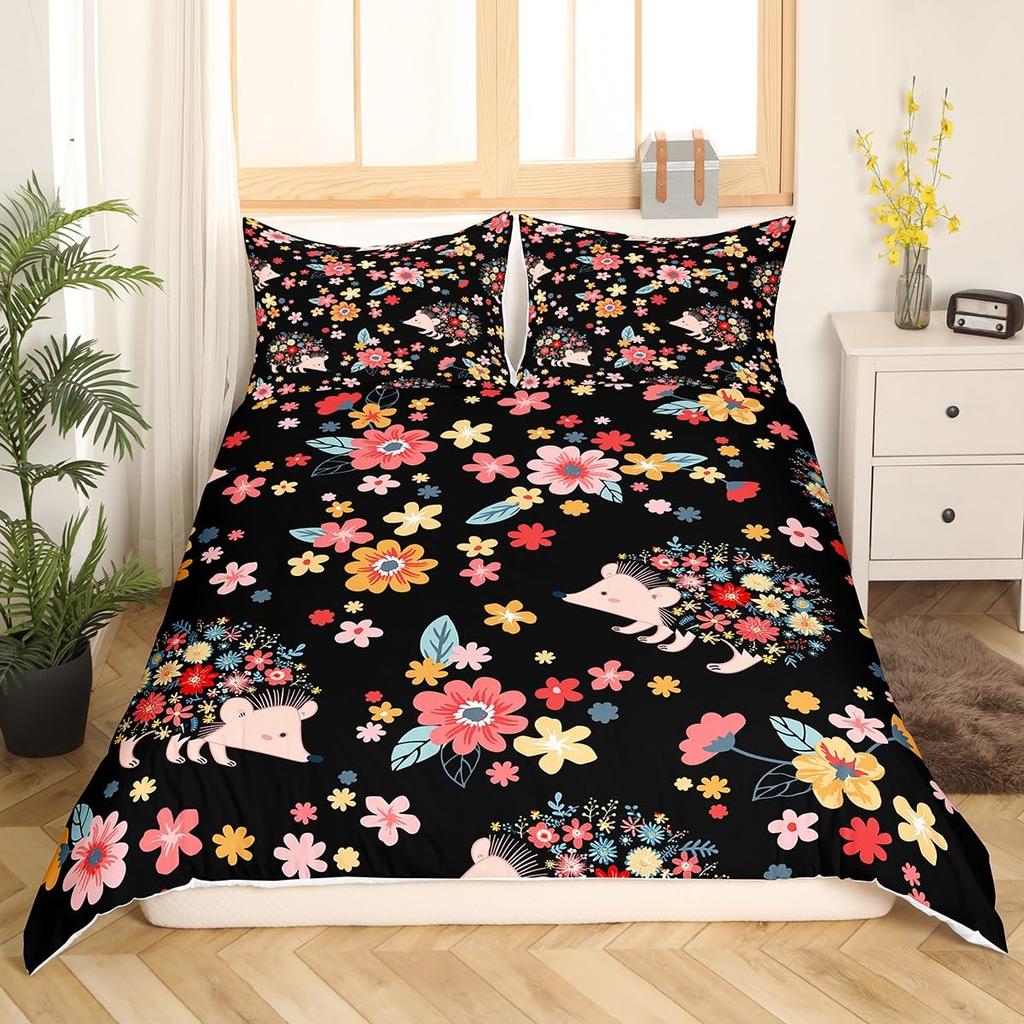 Kawaii Hedgehog Duvet Covers For Kids Queen King Size Lightweight Bedding Sets Wild Animal Bedding Sets Bedroom Decor No Quilt