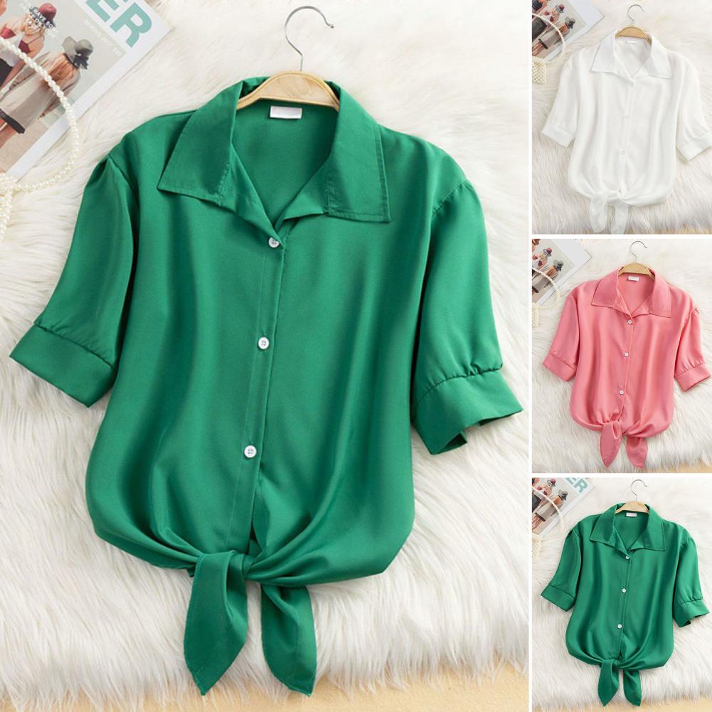 Everyday Chic Women Top Stylish Womens Short Sleeve Blouses for Office Travel Breathable Single Color Blouses for Daily for Summer