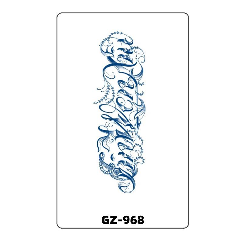 Waterproof & Sweat-proof Semi-permanent Geisha English Letter Tattoo Sticker - Full Arm Design with Herbal Ink. 18X11CM