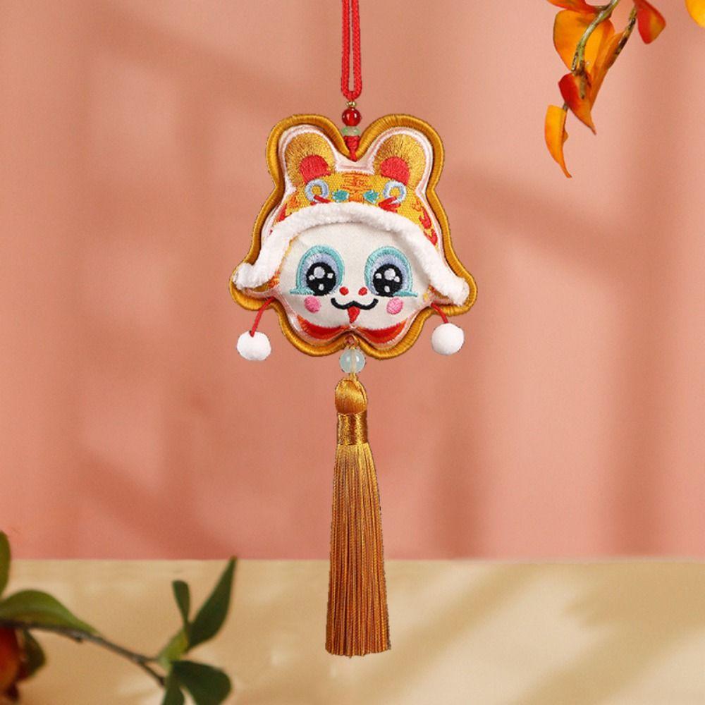 Traditional Hanging Neck Fragrant Bag Embroidery Dancing Lion Pendant  Spring Festival