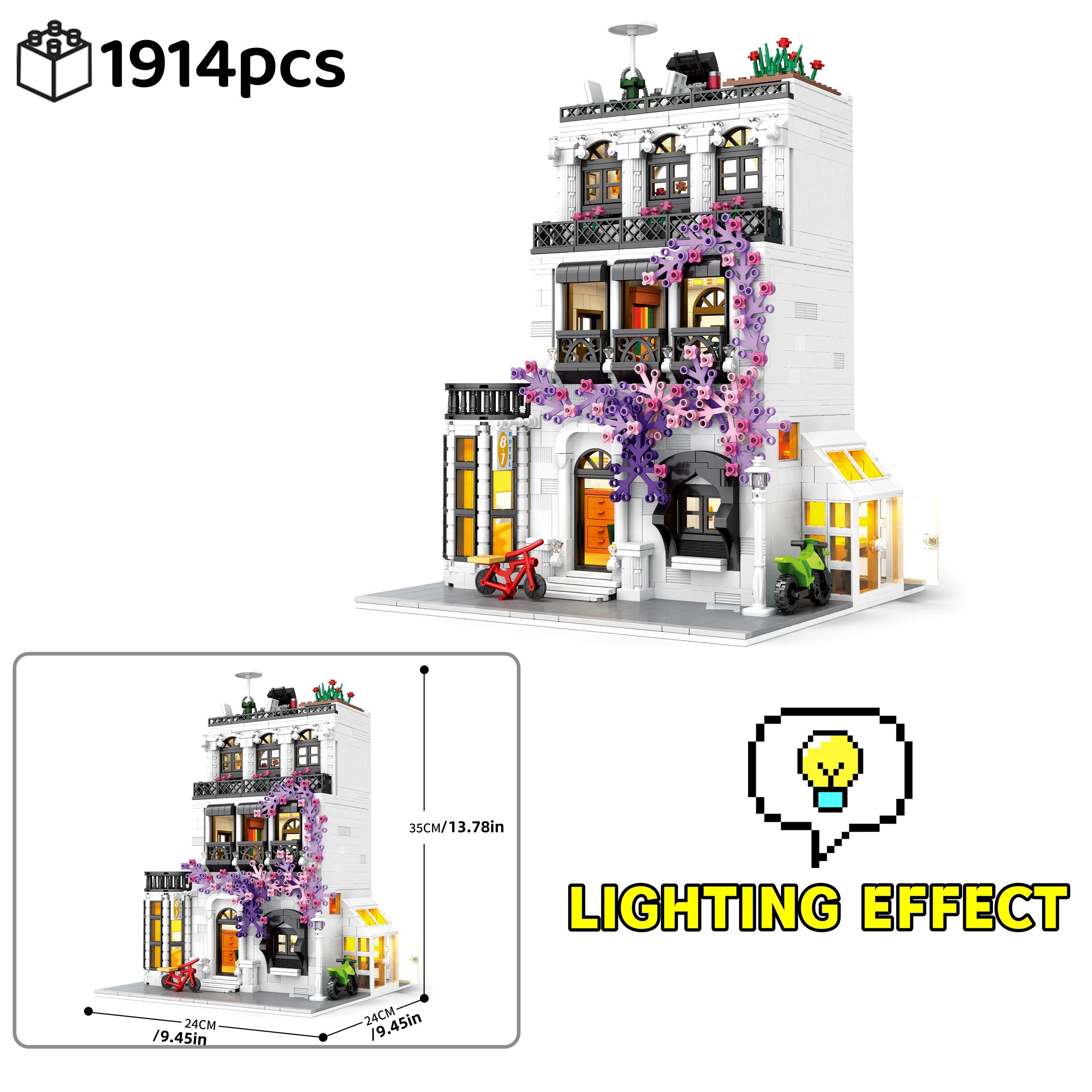 

Creative Flower House Building Bricks Model Kit MOC Custom Design Construction Set Creative DIY for Boys Girls Birthday Gift no box