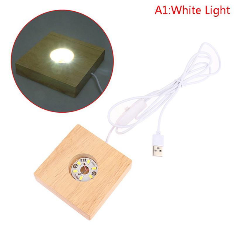 Wooden Led Light Dispaly Base Square Wooden Night Lamp Base Light Display Stand