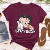 T-shirt Grafica Stile Cartone Animato Betty Boop Dolce Cuore Retrò Vintage Manica Corta da Donna Outfit Casual Quotidiano per Fan di Betty Boop
