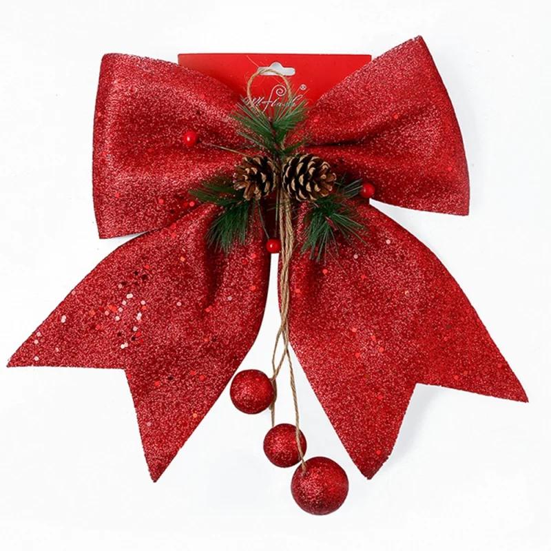 1PC 25X30cm Christmas Bow Hanging Bowknot Pendant Xmas Tree DIY Decoration For Wedding Party Decoration New Year Gift Bow Crafts