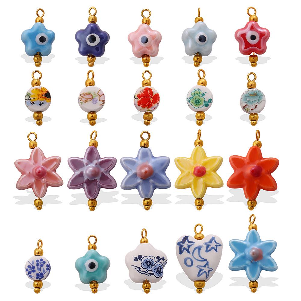 Hexagonal Flower Ceramic Beads for DIY Bracelet & Necklace Jewelry Making