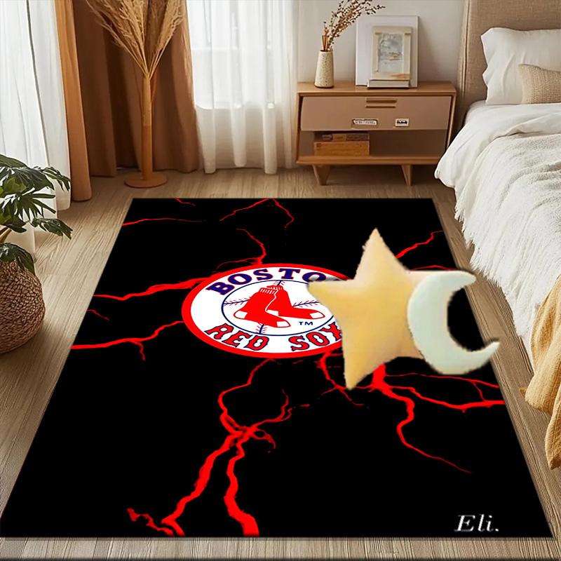 Boston Sox Hockey Floor Mat for Living Room, Game Rooms, Office, Bedroom, Office Floor Mat Playful Design, Christmas Fan Gifts