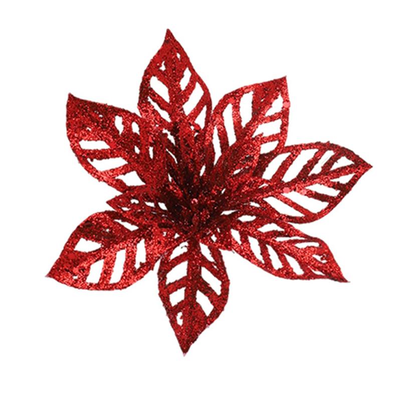 5Pcs Glitter Artifical Flowers Christmas Tree Decoration For Home Decor Fake Flower Xmas Garland Ornaments 2025 New Year Navidad