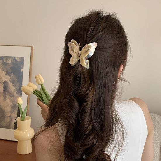 Hair Claw Medium Size Butterflies Shape Acetate Plate Hair Clip Gradient Texture Strong Grip Back Head Hair Claw Hair Accessories