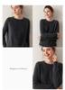 Women's Elegant Round Neck Knit Sweater - Versatile, Thick, Fashionable Cashmere for Autumn/Winter.
