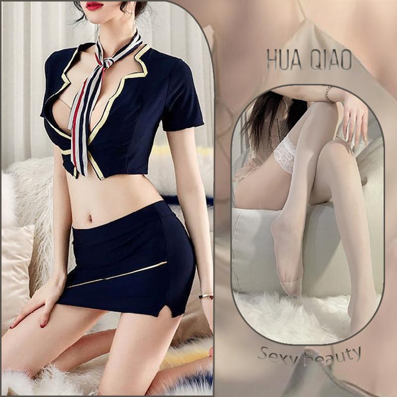Sexy lingerie women's sexy hip skirt stewardess uniform exposed breasts seduction secretary suit flirting lingerie women