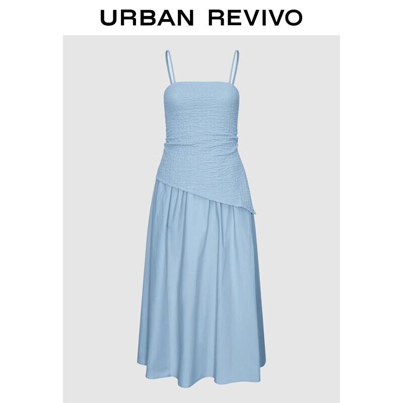 UR2026 Women s Textured Asymmetrical Sling Dress L небесно-голубой