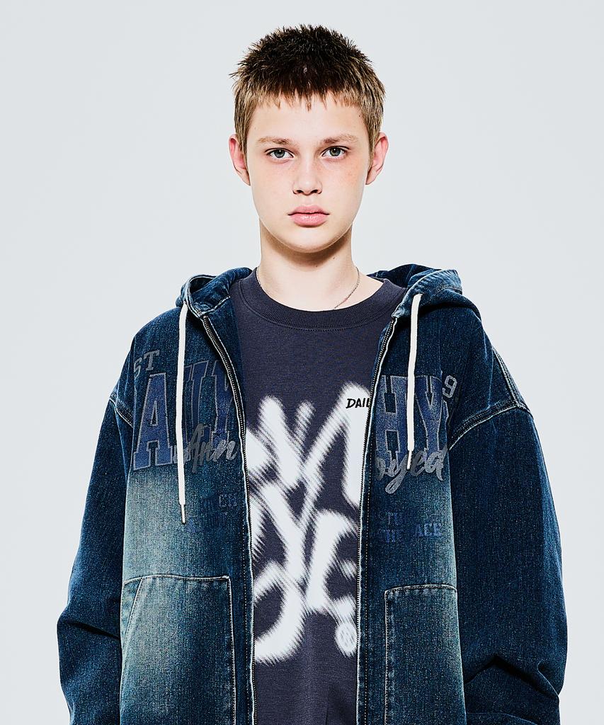 Annoyed Daily Denim Padded Hoodie Zip-Up Lq1Ju024_Dark Indigo