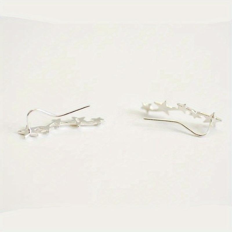 Gold Plated Star Climber Earrings, Five-Star Crawler Stud Earrings, Delicate Constellation Ear Cuff Earrings for Women