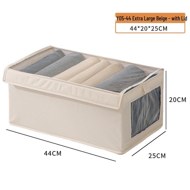 Cotton & Linen Foldable Storage Box with Window for Clothes