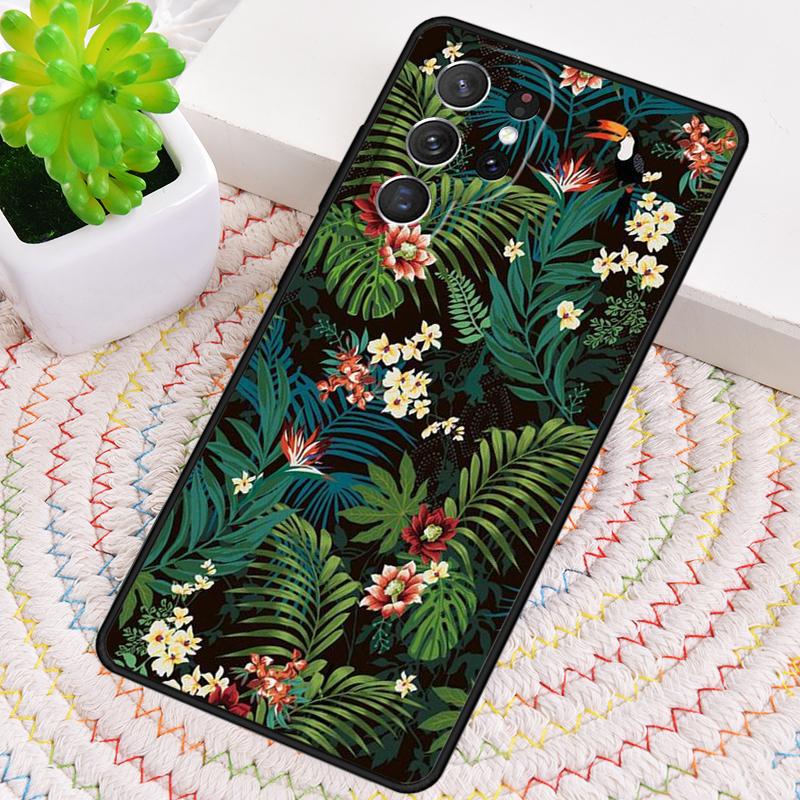 Retro Tropical Floral Flowers Phone Case For Samsung Galaxy Note 10 Pro S26 S25 S24 S23 S22 Ultra Plus S21 FE S20 Cover