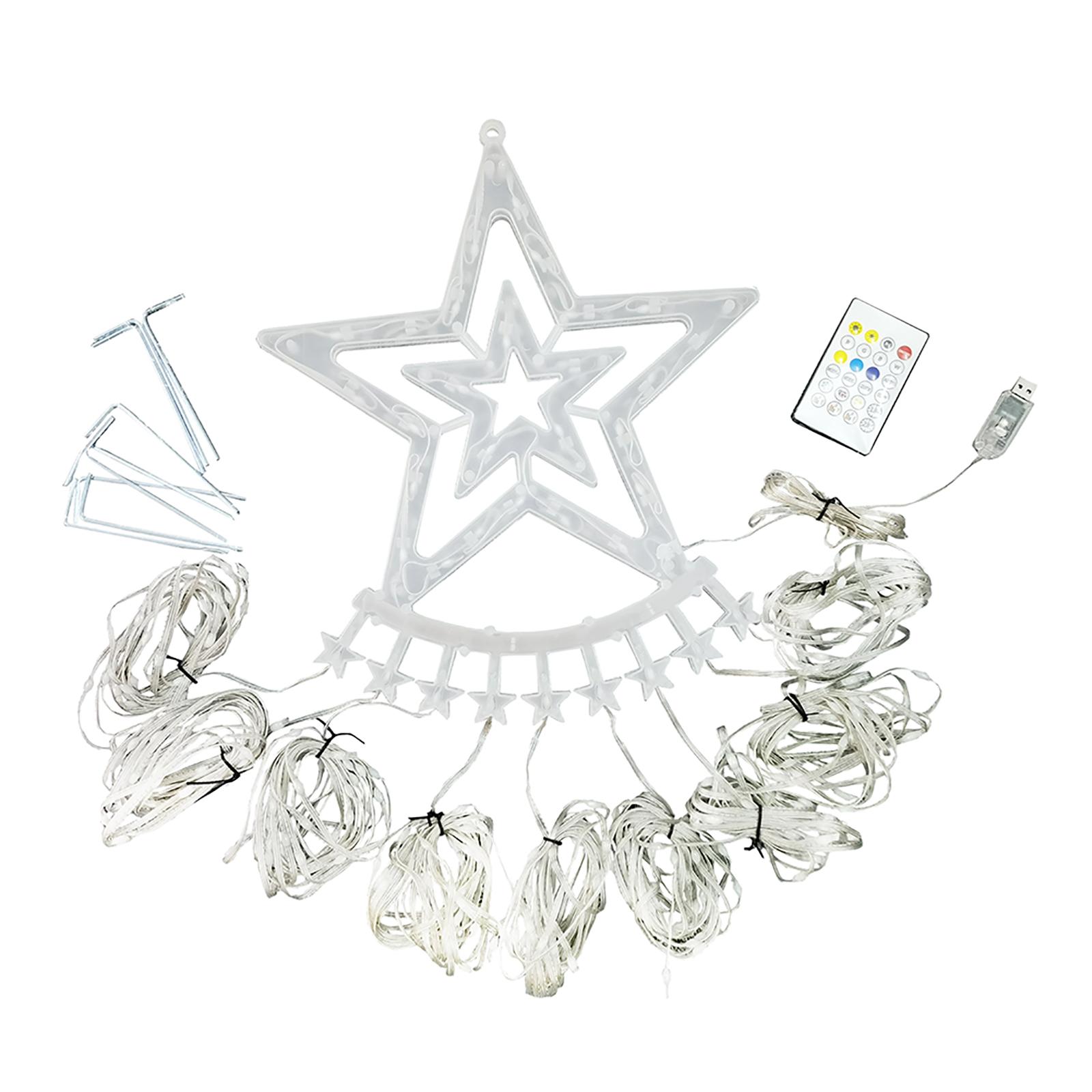 Christmas Decorations Star String Light With Remote APP Control 11FT 305LED RGB Christmas Tree Waterfall Light Timer Music Sync SymphonyUSB APP control