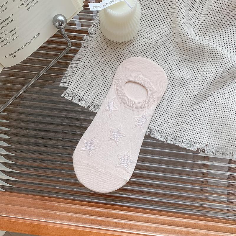 

Women s Summer New Macarone Color Pentacle Solid Color Light Mouth Can Not Fall Off The Heel Boneless Invisible Socks 1 pair рожевий