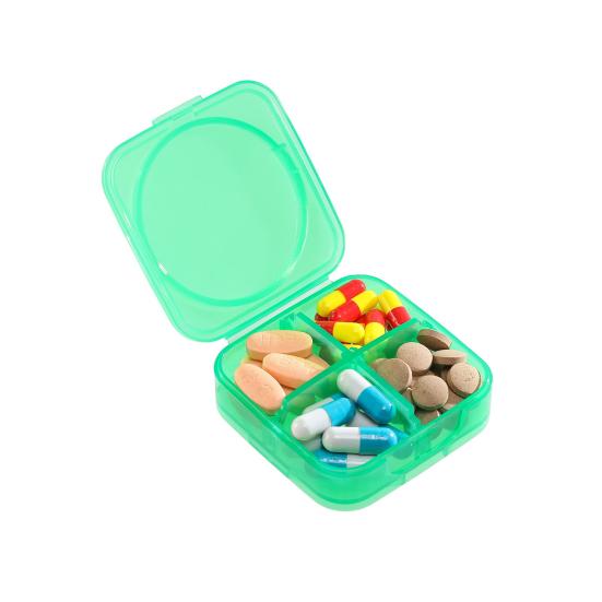 

Pill Box Weekly Organizer with Independent Sealing Buckles Design Pill Container Large Capacity Transparent Case for Travel And Home зелений