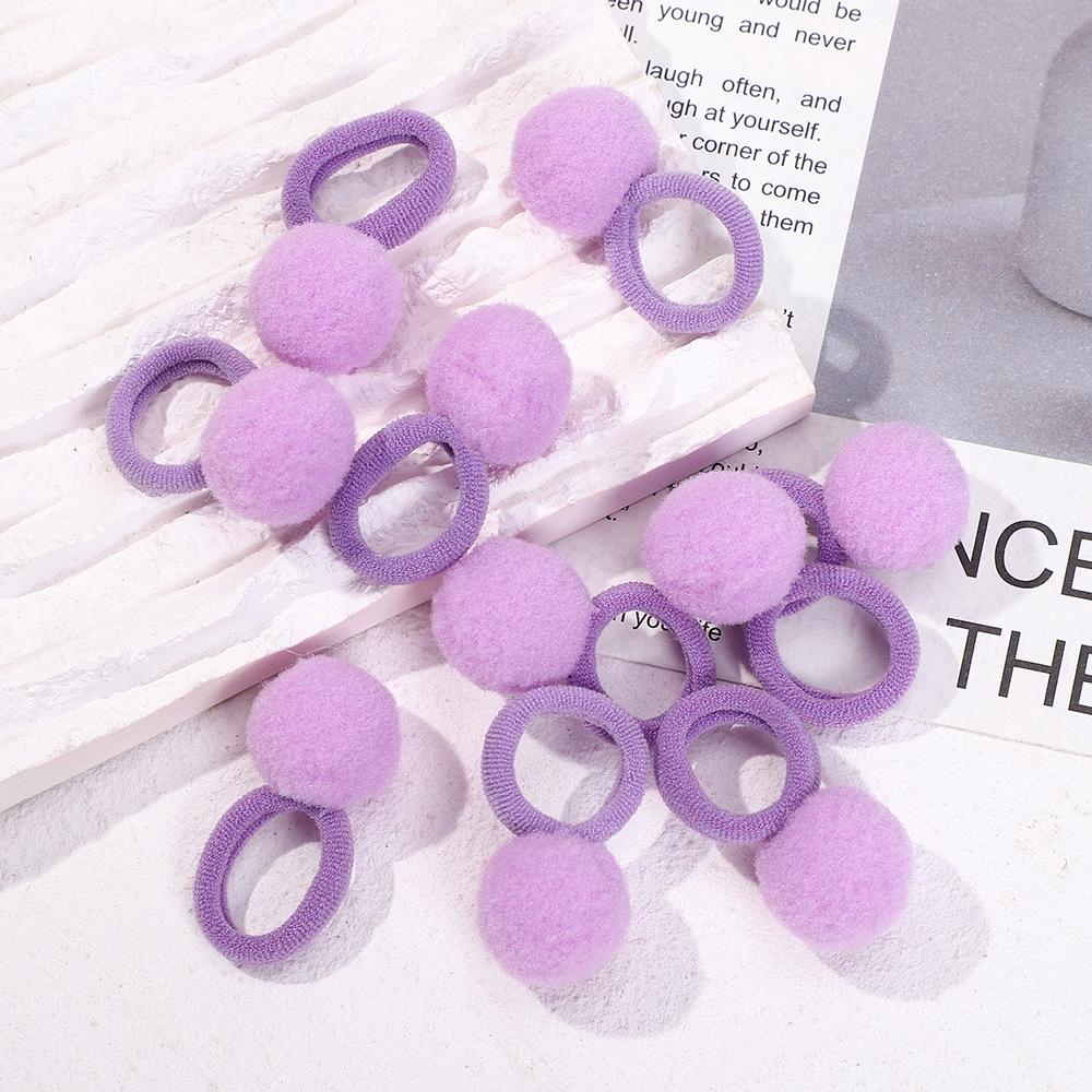10pcs Kids Elastic Hair Bands Plush Ball Rubber Band For Children Girls Sweets Scrunchie Hair Ties Clip Baby Hair Accessories