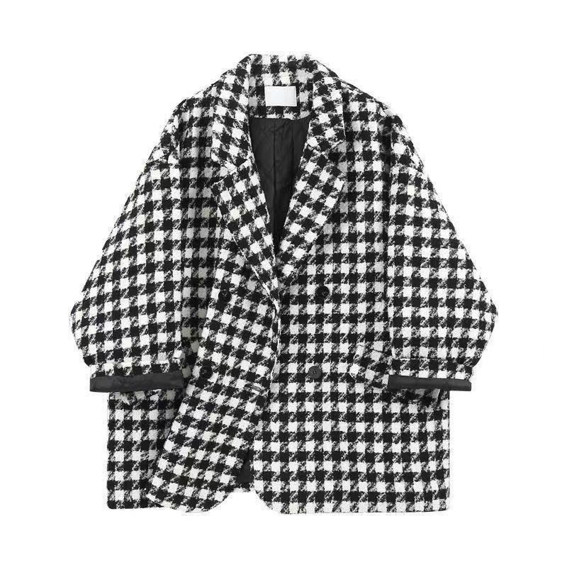 2024 Women's Mid-Length Warm Plaid Wool Coat