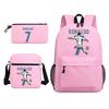 Football Player Cr7 Peripheral Printing Primary and Secondary School Students Schoolbag Three-piece Children's Backpack