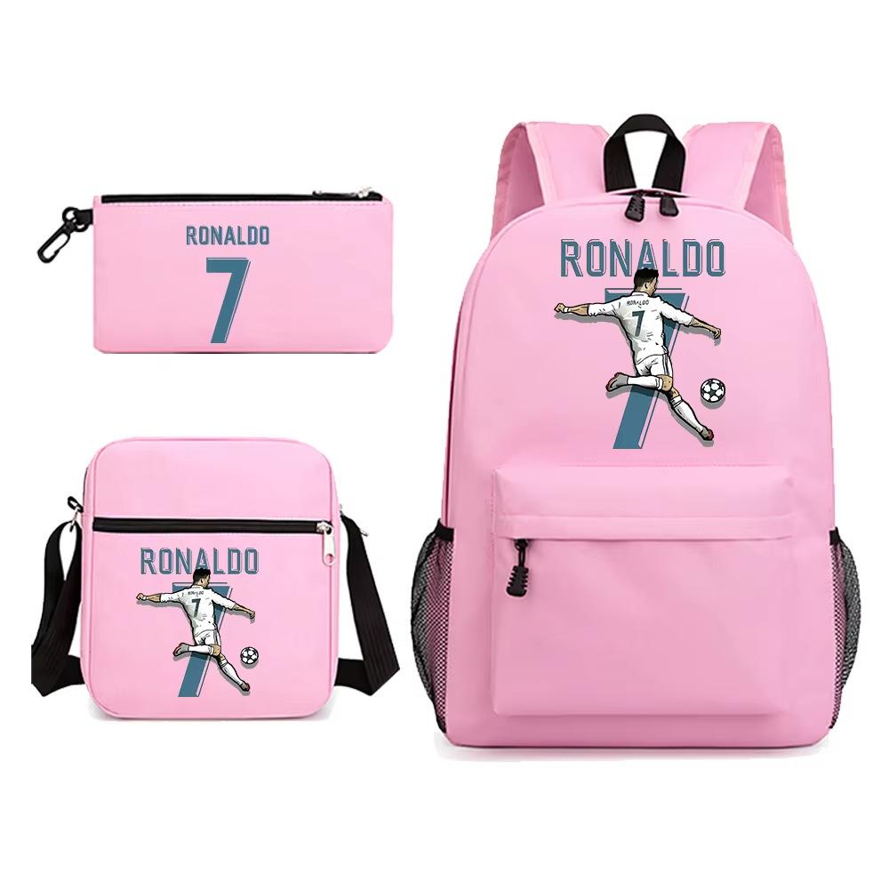 Football Player Cr7 Peripheral Printing Primary and Secondary School Students Schoolbag Three-piece Children's Backpack