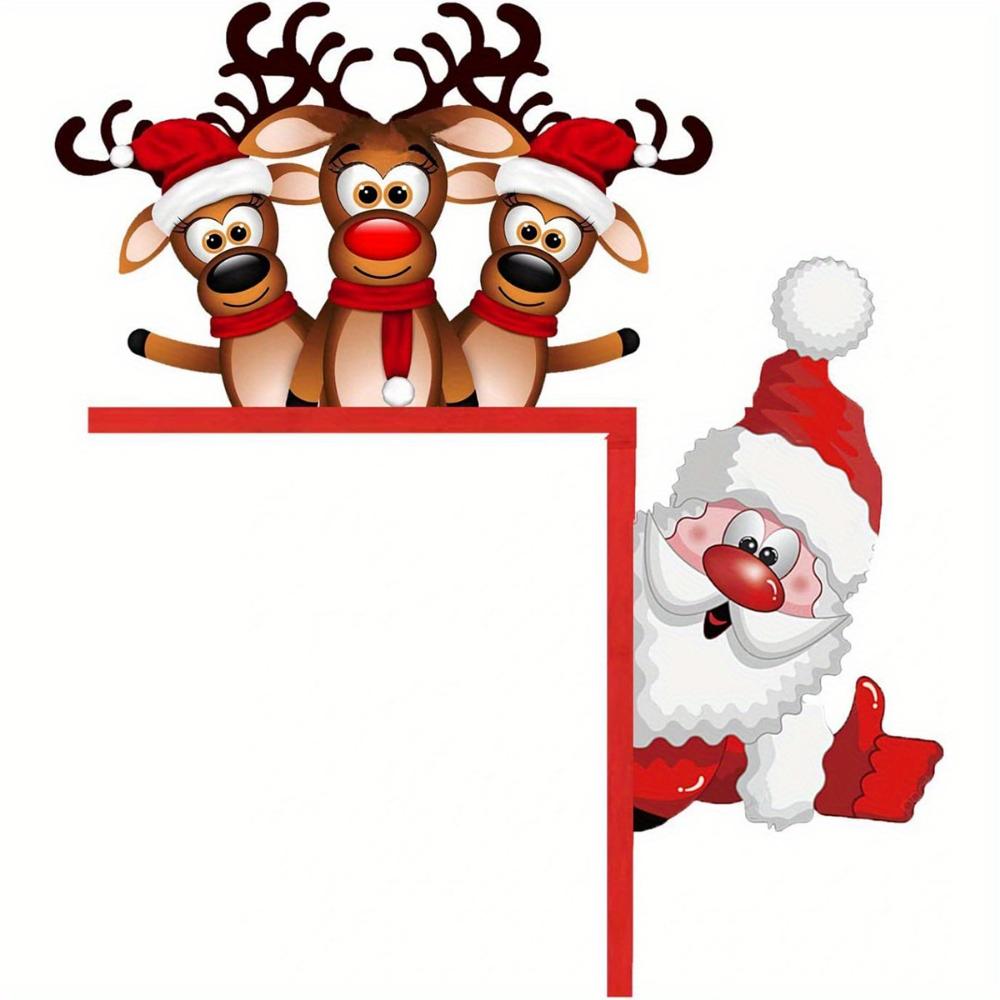 1pc Santa and Reindeer Christmas Door Corner Sign Sculpture for Living Room, Bedroom Office and Outdoor Indoor Decoration