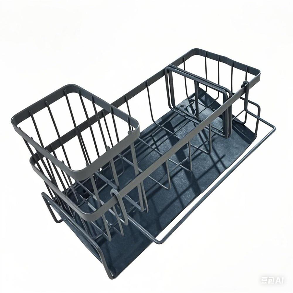 Layered Kitchen Storage Rack Carbon Steel Countertop Organizer Sturdy Sponge Holder  Bathroom
