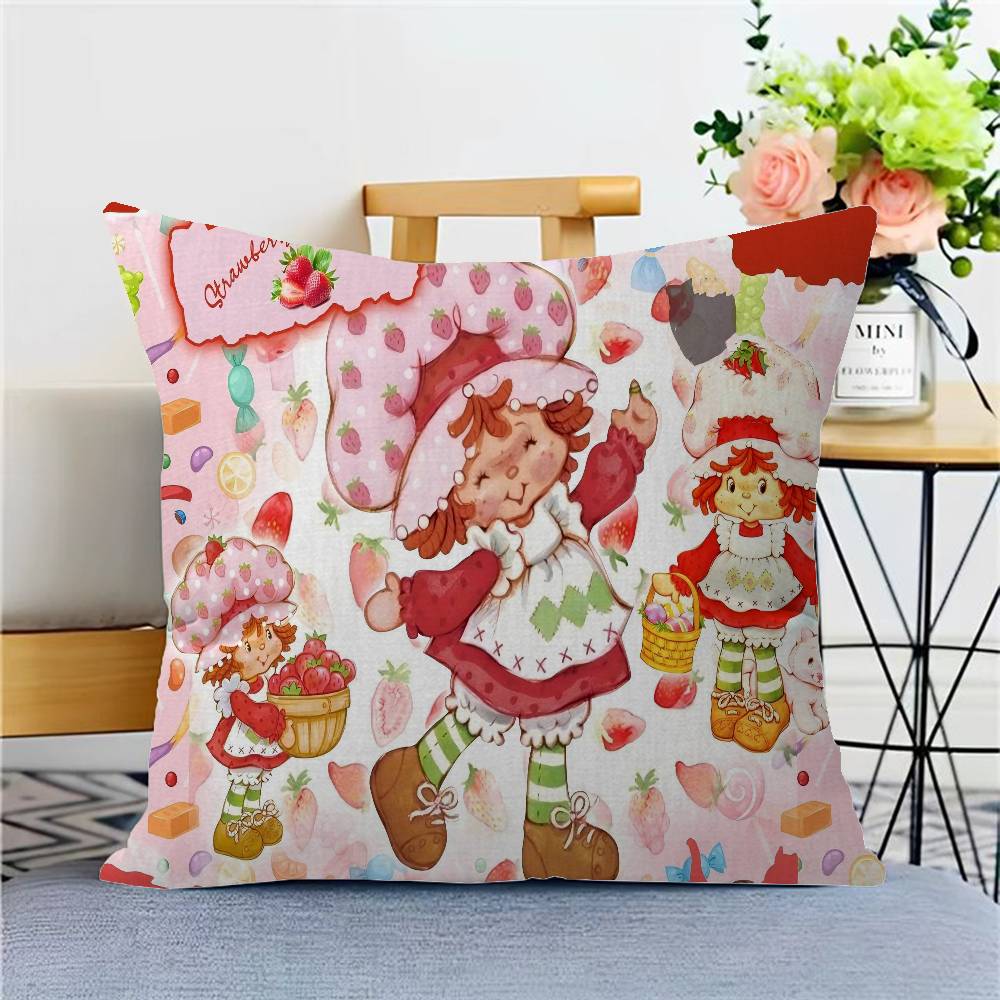 S-Strawberry Cartoon S-Shortcake Girl 45*45cm Cushion Cover Pillow Cover Decor Pillowcase Home Pillowcase For Couch Pillow