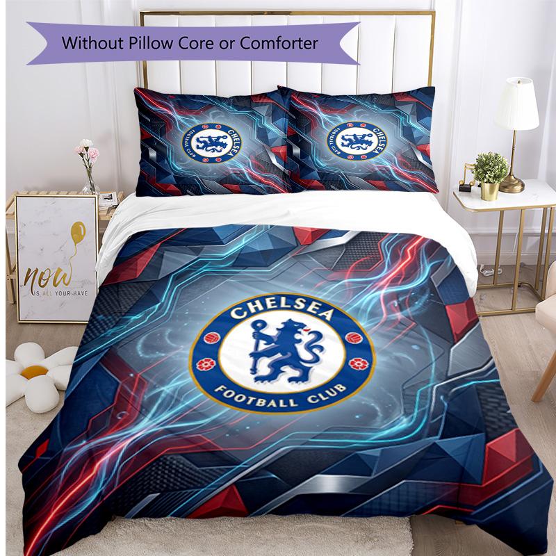Set Lenzuola 3 Pezzi Stampato Chelsea FC Morbido Delicato sulla Pelle Lavabile Copripiumino e Federe Set Tutte le Stagioni Camera da Letto