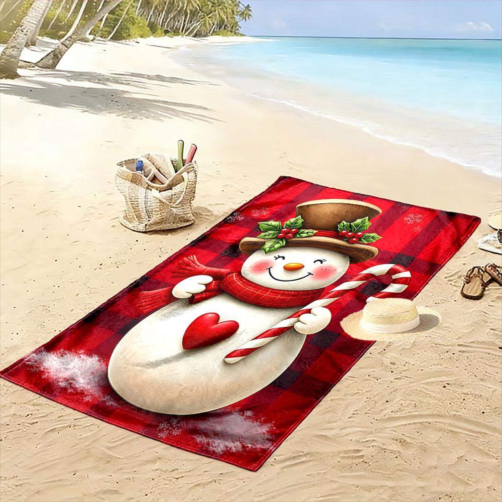 Charming frosty holiday delight Print beach towel, quick drying, suitable for travel, outdoor sports, jogging, the beach and swimming, gift