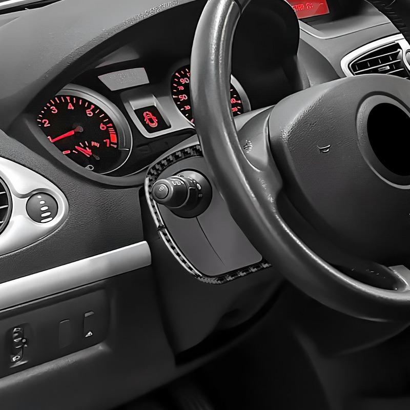 Car Steering Wheel Button Frame Trim Sticker Carbon Fiber For Renault Clio MK3 2006-2012 Wiper Switch Cover Interior Accessories
