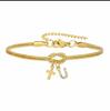 Double Knot Round Snake Bone Bracelet with Diamond 26 Letters Cross Pendant Charm Jewelry