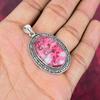 Pandantiv din piatră prețioasă Thulite roz, bijuterii din argint 925, bijuterii antice lucrate manual, cadou pentru mamă