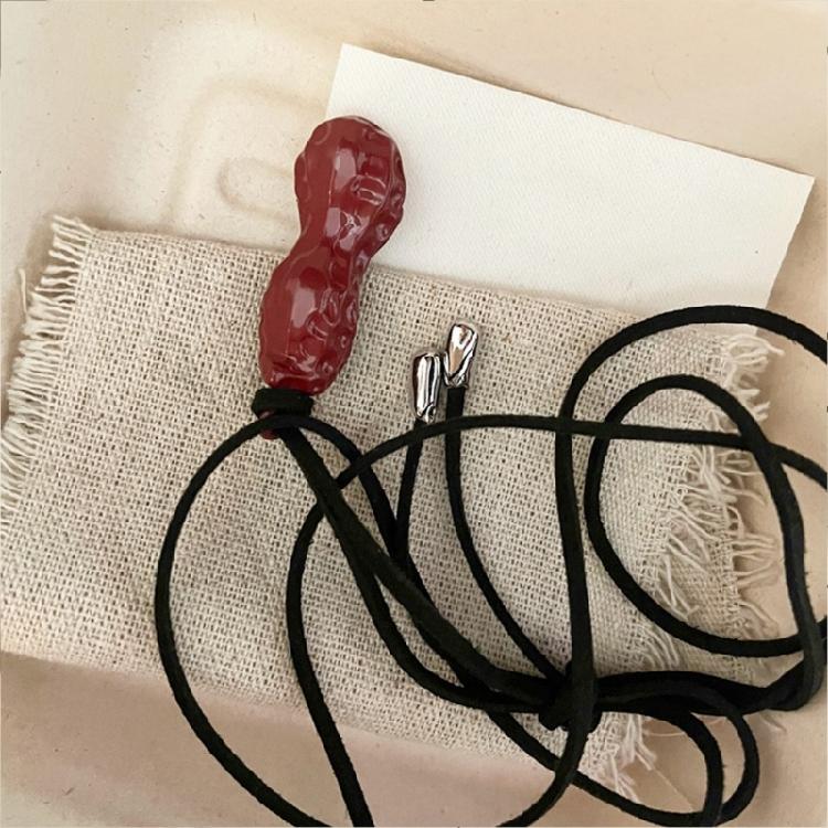 Sophisticated Peanut Necklace Featuring Black Cord Statement Jewelry Trendy Necklace Alloy Texture for Various Occasions