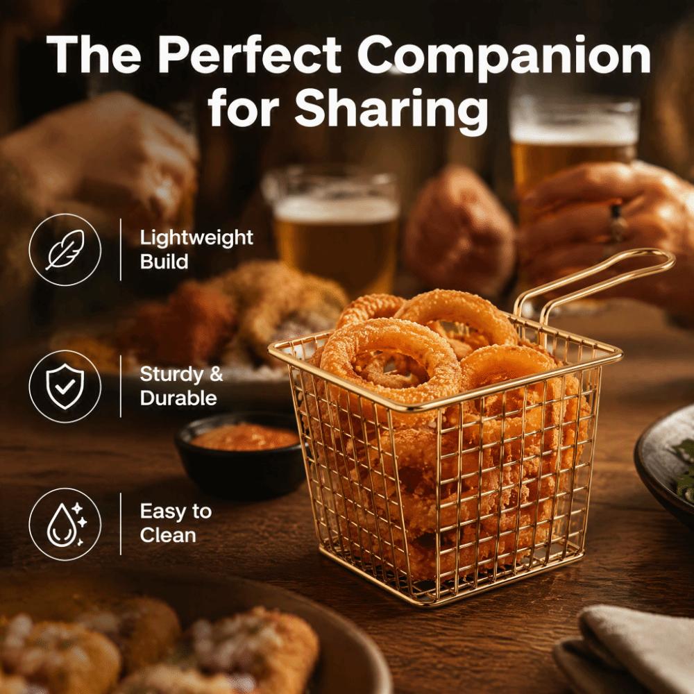Square Shape Fryer Basket Silver Rose Gold Gold Frying Strainer French Fry Holder Cooking Frying