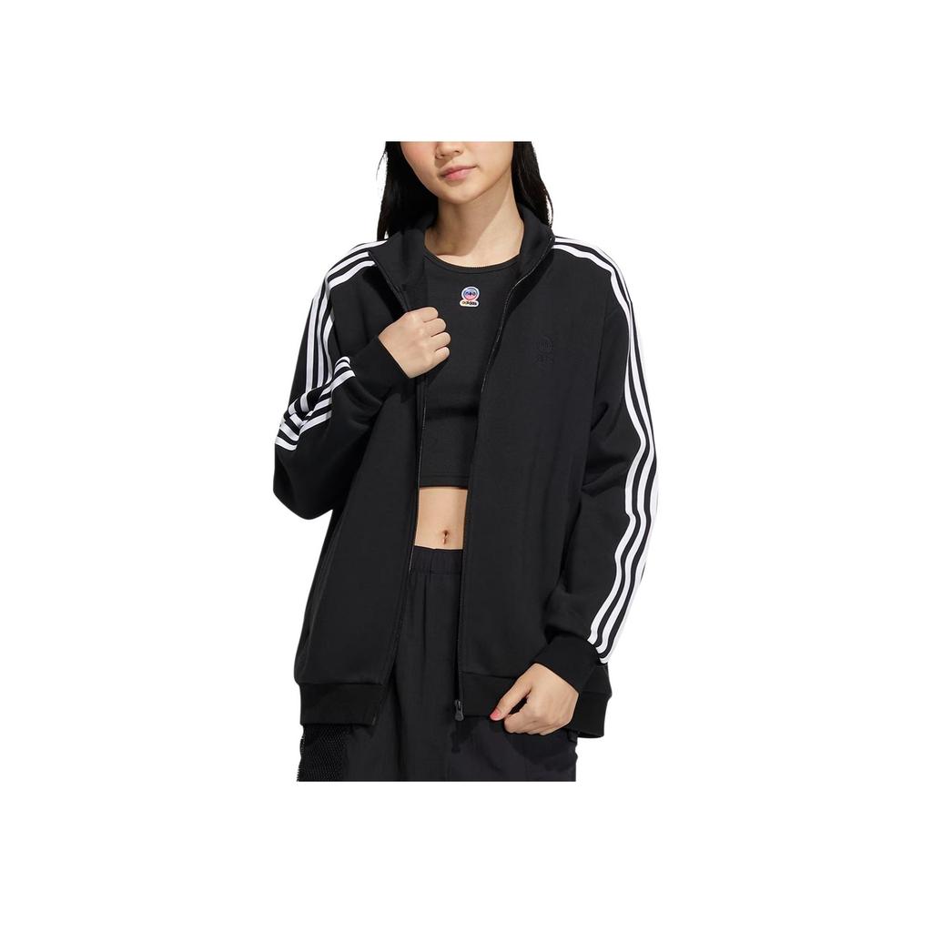 Adidas Neo Three-Stripe Zippered Loose-Fit Jacket Unisex Jacket Black IA6909