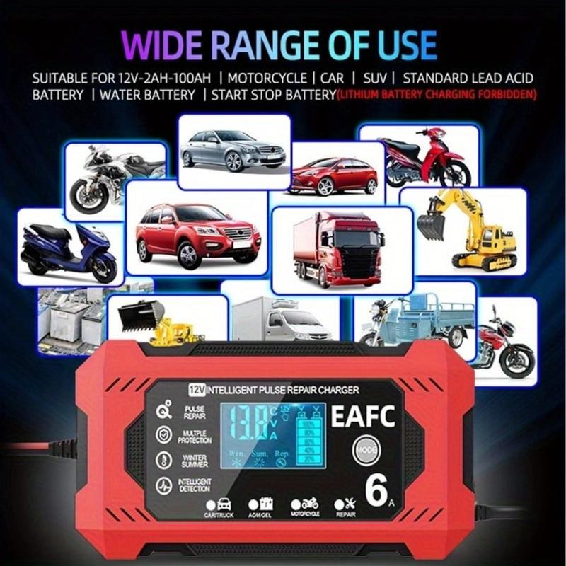 Battery Charger With On-Board LCD Display - Suitable for 12V 6A Car Batteries