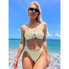 Women S Solid Color Halter Bandeau Two Wear Bikini Swimsuit For Beach
