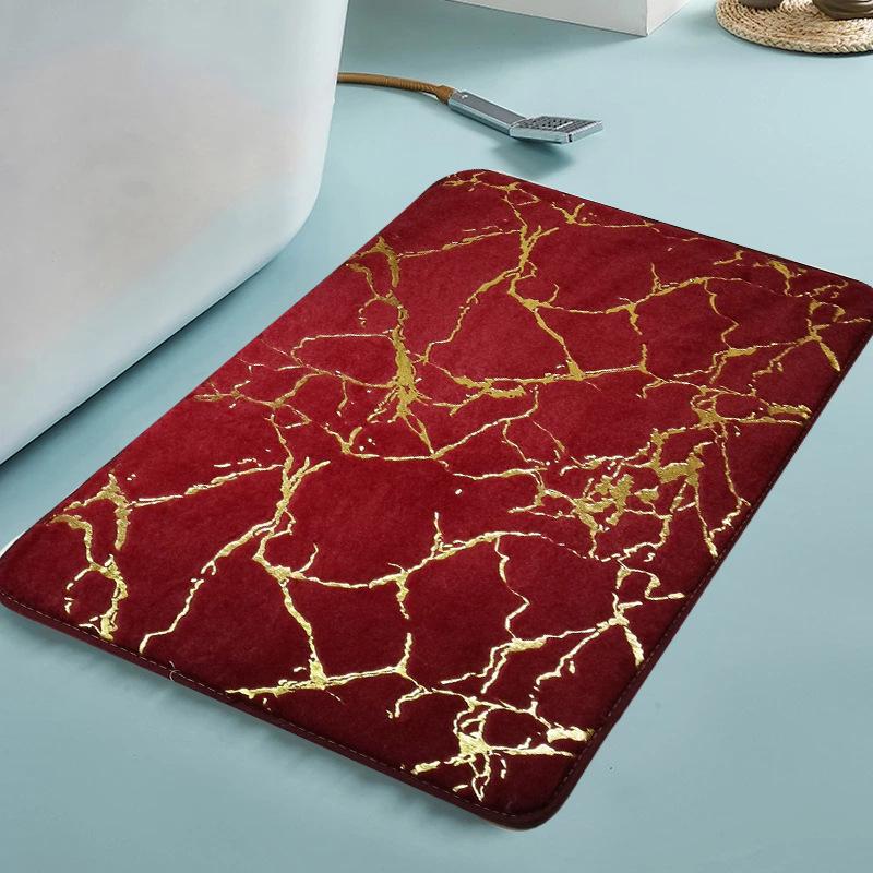 New Bathroom Mat Flannel Bronzing Printing Absorbent Non-slip Mat Living Room Carpet Toilet Bedroom Foot Mat Bathroom Accessorie
