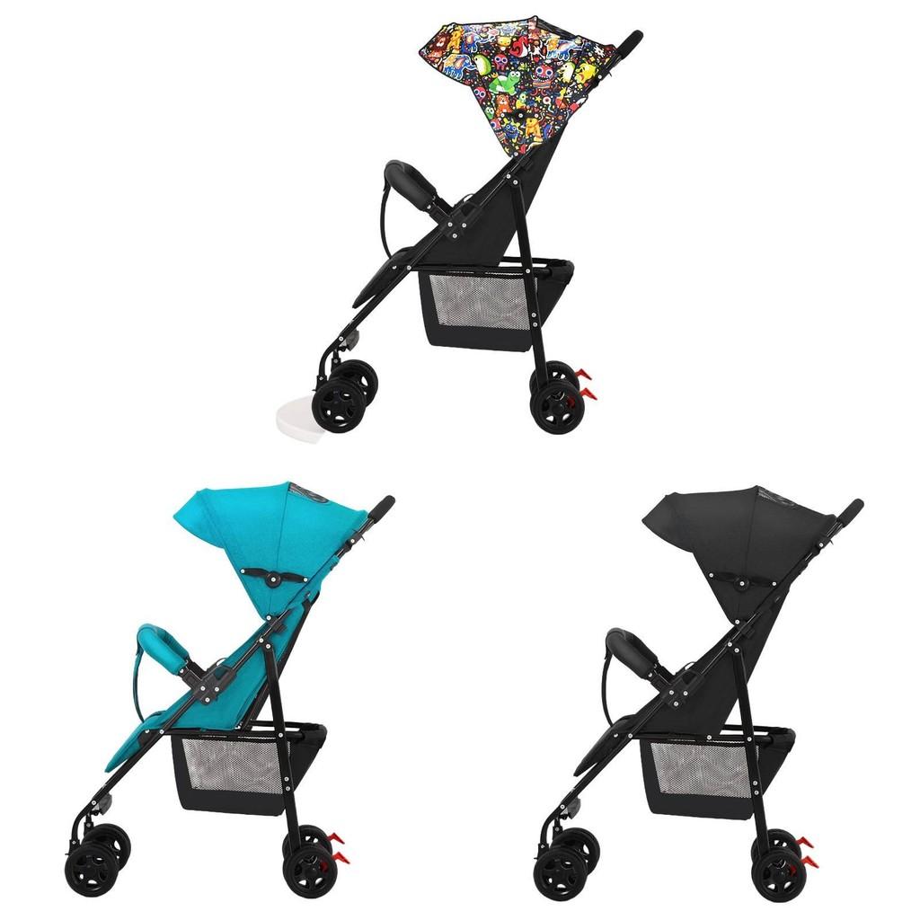 Portable Stroller Baby Onehand Folding Pushchair Adjustable Footrest Backrest